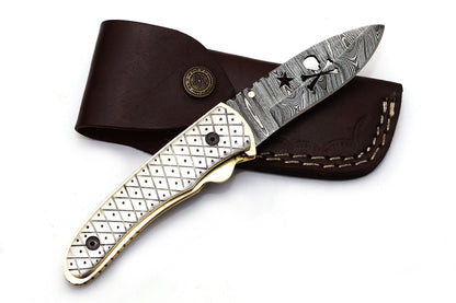 ALFARI Damascus Engraved Pocket Knife Set For Men Folding Knife With Ideal For Camping And Hiking W 1