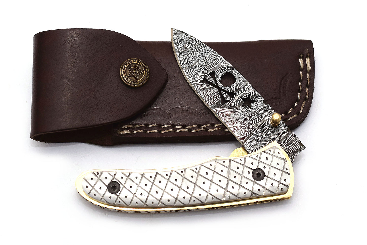 ALFARI Damascus Engraved Pocket Knife Set For Men Folding Knife With Ideal For Camping And Hiking W 3