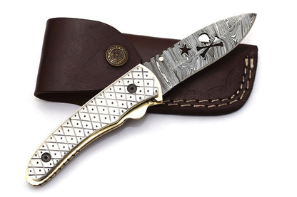 ALFARI Damascus Engraved Pocket Knife Set For Men Folding Knife With Ideal For Camping And Hiking W 4