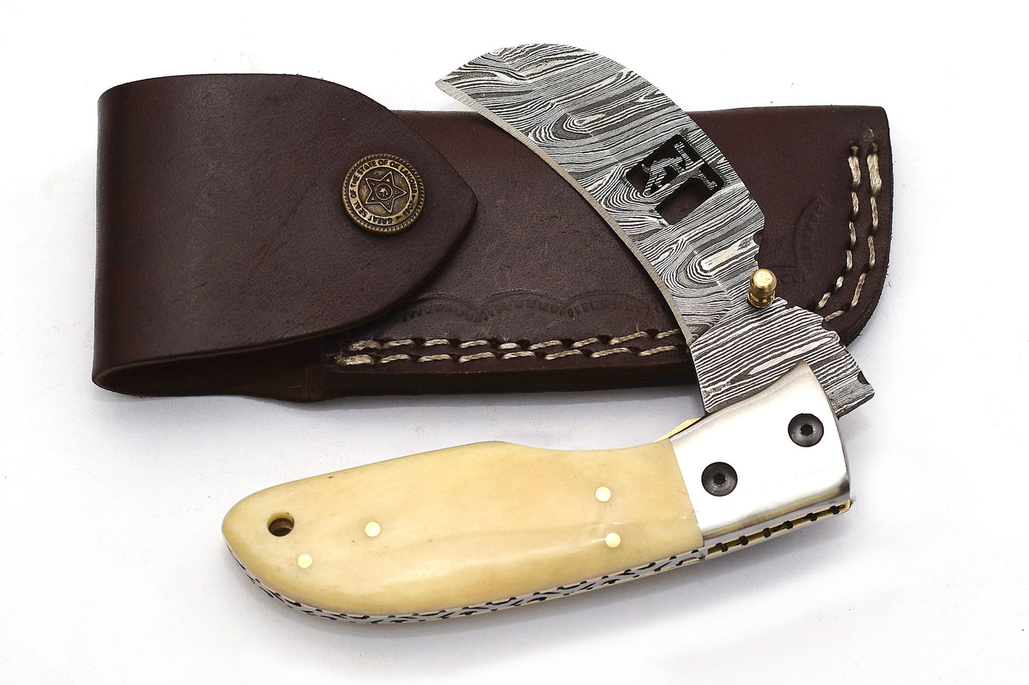 ALFARI Damascus Engraved Pocket Knife Set For Men Folding Knife Deal For CampingOutdoorHiking With  1