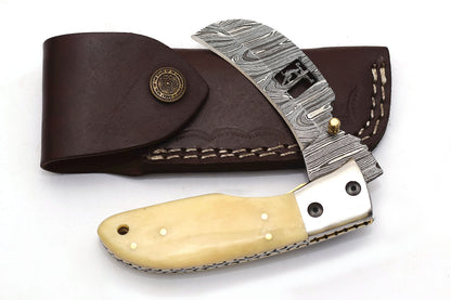 ALFARI Damascus Engraved Pocket Knife Set For Men Folding Knife Deal For CampingOutdoorHiking With  1