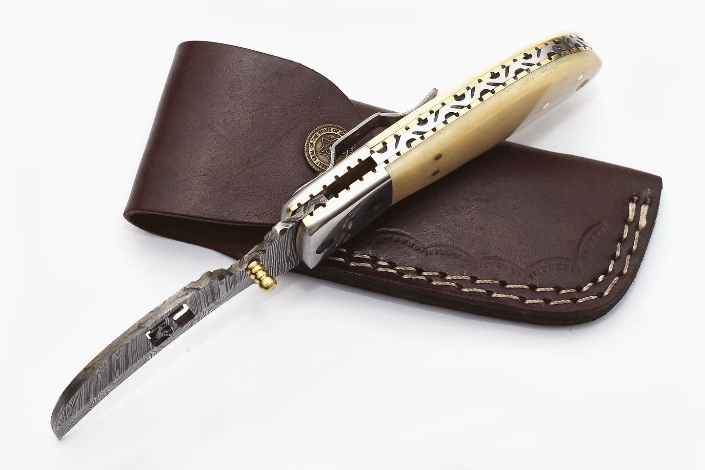 ALFARI Damascus Engraved Pocket Knife Set For Men Folding Knife Deal For CampingOutdoorHiking With  3