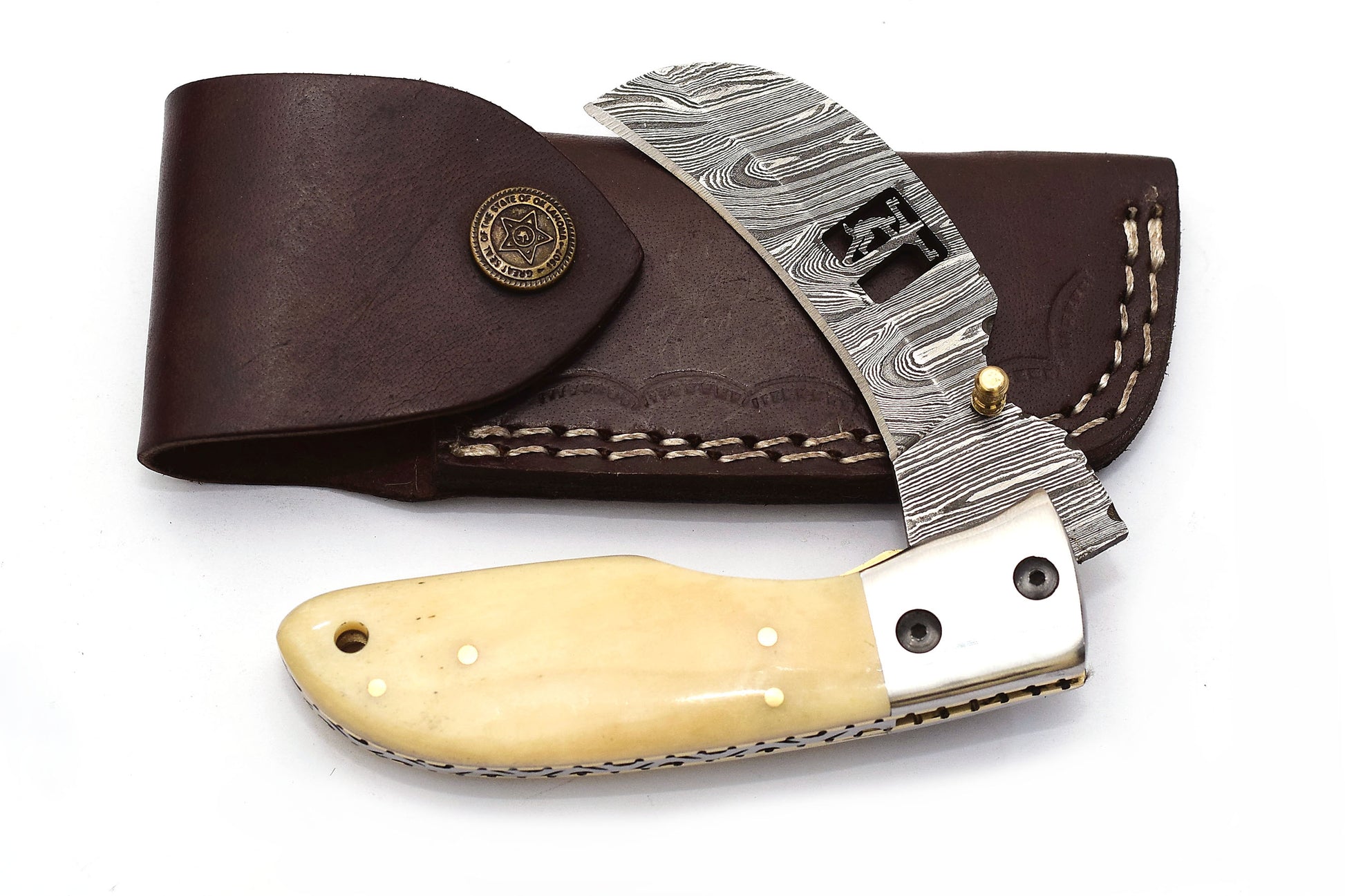 ALFARI Damascus Engraved Pocket Knife Set For Men Folding Knife Deal For CampingOutdoorHiking With  4