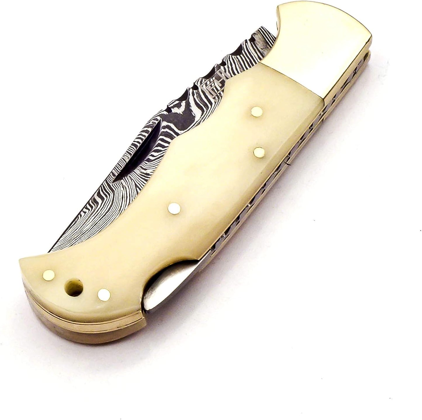 Damascus Pocket Knife for Men Folding Knife deal for Camping, Outdoor, Hiking with Sheath Ideal for EDC