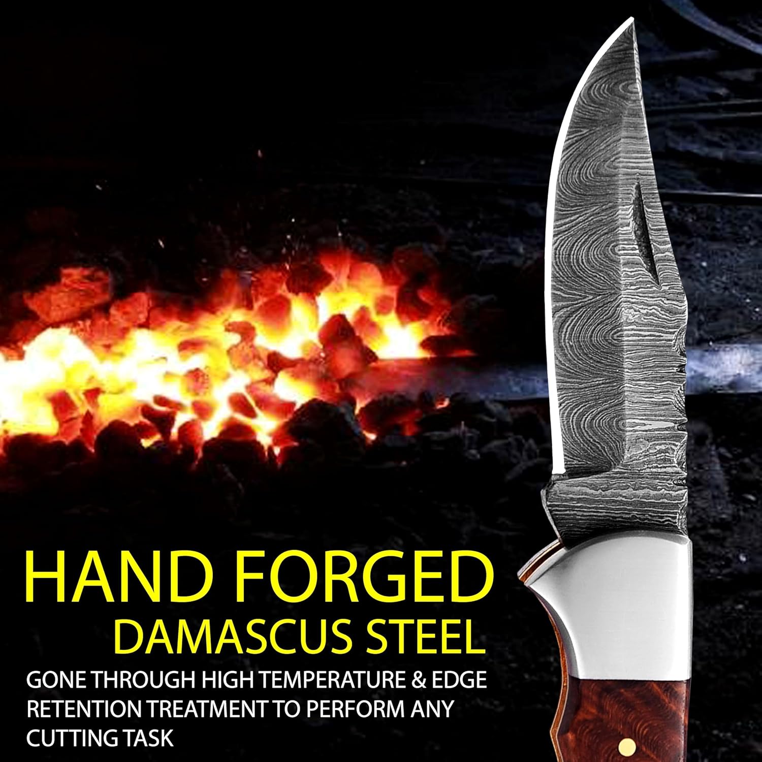 ALFARI Damascus Folding Pocket Knife For Men Deal For Camping Outdoor Hiking With Sheath Ideal For  2