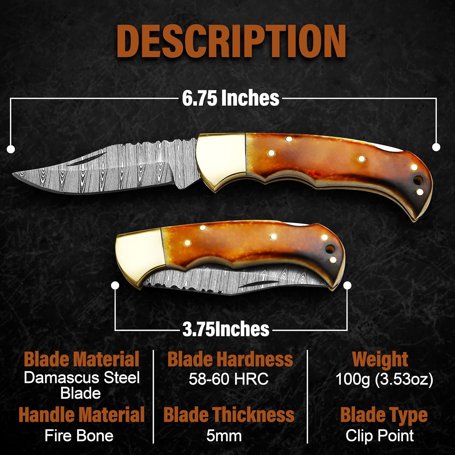 ALFARI Damascus Folding Pocket Knife For Men Deal For Camping Outdoor Hiking With Sheath Ideal For  4