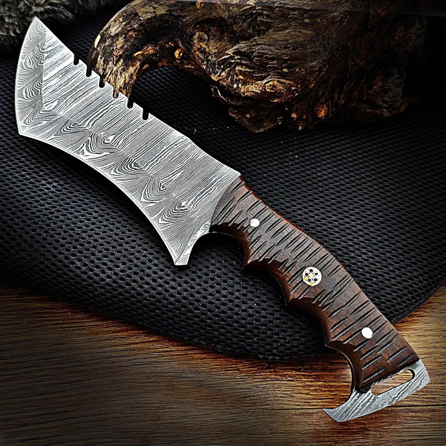 Damascus Tracker Knife With Sheath For Outdoor Survival Camping Bushcraft Fixed Blade Hunting Knife 2