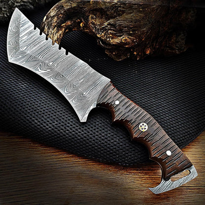 Damascus Tracker Knife With Sheath For Outdoor Survival Camping Bushcraft Fixed Blade Hunting Knife 2