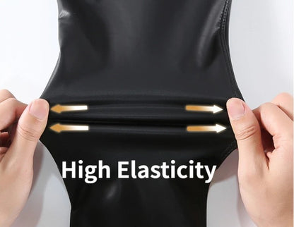 Elegant Womens PU Leather PushUp Leggings  High Waist Warm Black Tights For Autumn  Winter 4