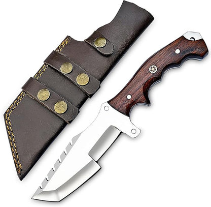 Handmade D2 Tracker Knife with Sheath For Outdoor Survival Camping Bushcraft - Fixed Blade Hunting Knives