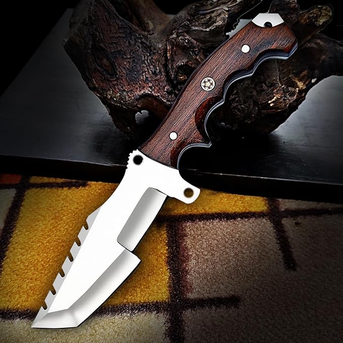 Handmade D2 Tracker Knife With Sheath For Outdoor Survival Camping Bushcraft  Fixed Blade Hunting K 1