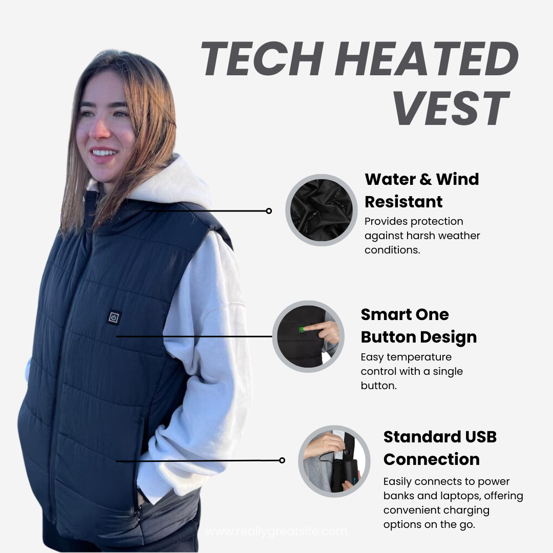 Tech Heated Vest  USB Powered Warmth Vest For Men  Women  Perfect Winter Gift 1