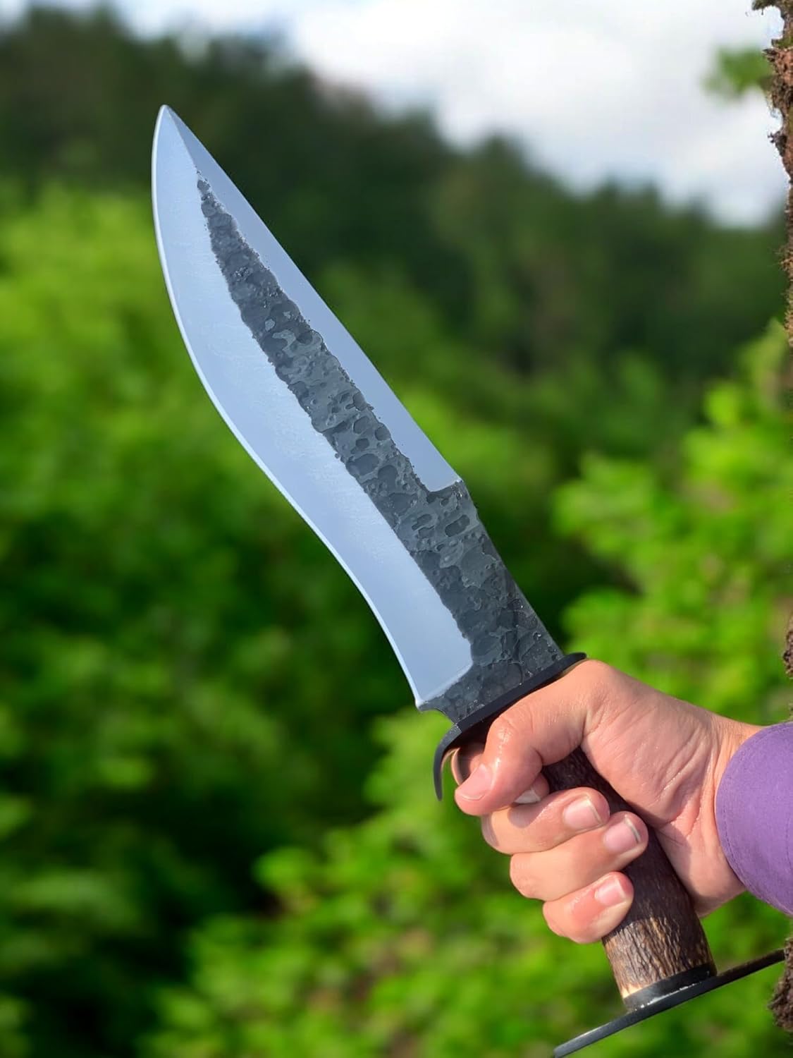 ALFARI D2 Bowie Knife Stag Horn Large Crocodile Dundee Bowie Knife Fixed Blade Hunting Knife With L 1