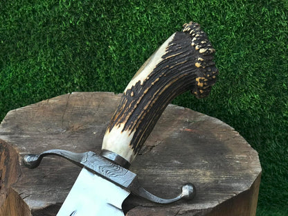ALFARI D2 Bowie Knife Stag Antler Horn Large Crocodile Dundee Bowie Knife Fixed Blade Hunting Knife 1