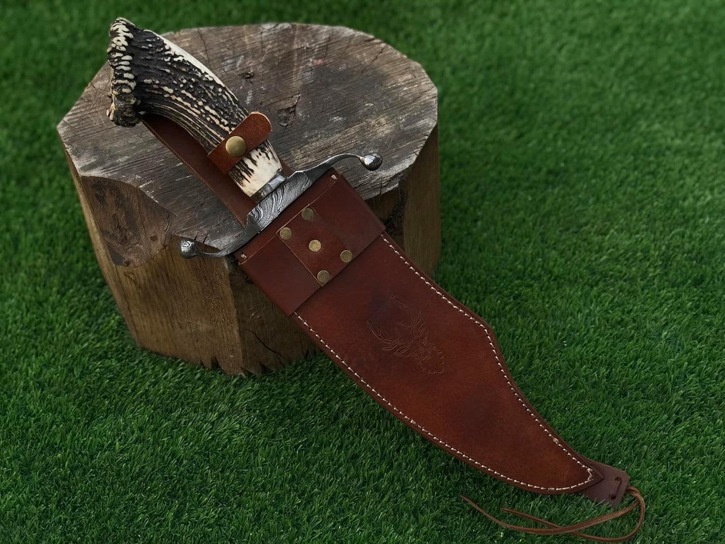 ALFARI D2 Bowie Knife Stag Antler Horn Large Crocodile Dundee Bowie Knife Fixed Blade Hunting Knife 3