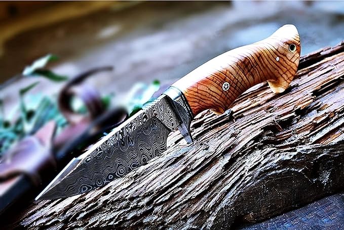 Bushcraft Fixed Blade Hunting Knife With Sheath And Olive Wood Handle  10 Inches EDC Skinning Knife 5