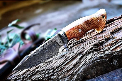 Bushcraft Fixed Blade Hunting Knife With Sheath And Olive Wood Handle  10 Inches EDC Skinning Knife 5