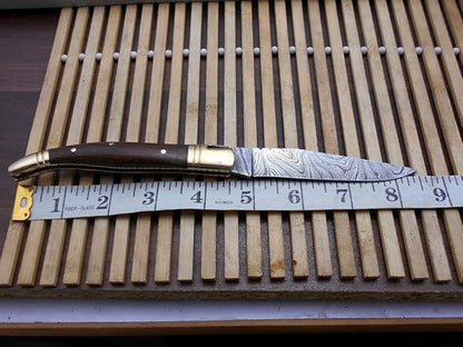 Laguiole Folding Damascus Steel Knife 85 Long With 4 Hand Forged Twist Patren Blade Rose Wood  Bras 2