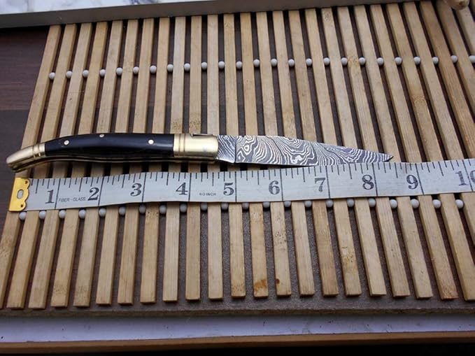 Laguiole Damascus Steel Folding Knife 86 Long With 41 Hand Forged Custom Twist Patren Blade 2