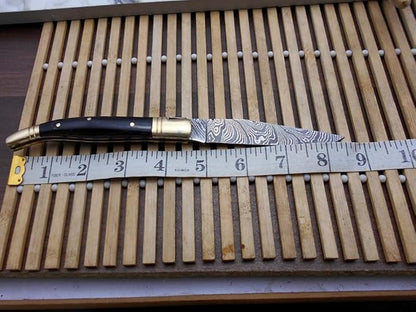 Laguiole Damascus Steel Folding Knife 86 Long With 41 Hand Forged Custom Twist Patren Blade 2