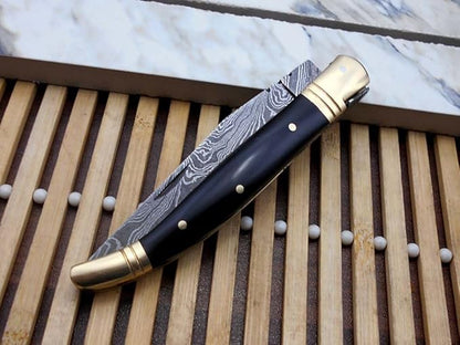 Laguiole Damascus Steel Folding Knife 86 Long With 41 Hand Forged Custom Twist Patren Blade 3