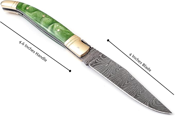 Laguiole Damascus Steel Folding Knife 86 Long With 41 Hand Forged Custom Twist Patren Blade With Gr 1