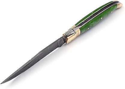 Laguiole Damascus Steel Folding Knife 86 Long With 41 Hand Forged Custom Twist Patren Blade With Gr 2