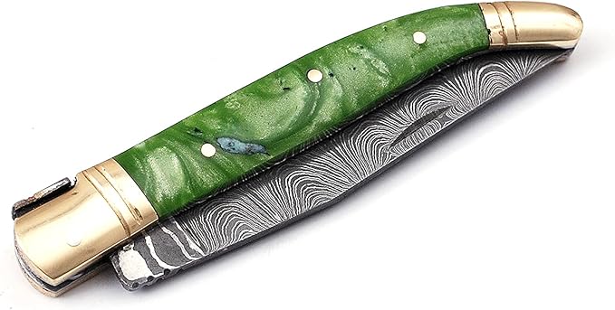 Laguiole Damascus Steel Folding Knife 86 Long With 41 Hand Forged Custom Twist Patren Blade With Gr 3