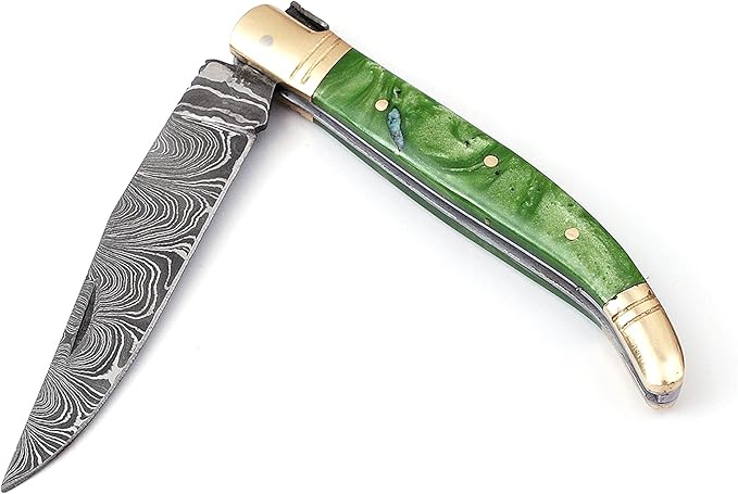 Laguiole Damascus Steel Folding Knife 86 Long With 41 Hand Forged Custom Twist Patren Blade With Gr 4