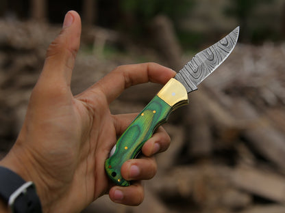 ALFARI Damascus Folding Pocket Knife For Men Deal For Camping Outdoor Hiking With Sheath Ideal For  2