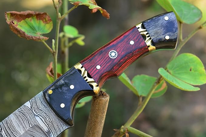 Handmade 9 Inch Fixed Blade Damascus Bushcraft Skinner For Hunting Outdoor Survival Knife With Leat 3