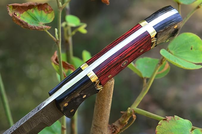 Handmade 9 Inch Fixed Blade Damascus Bushcraft Skinner For Hunting Outdoor Survival Knife With Leat 5