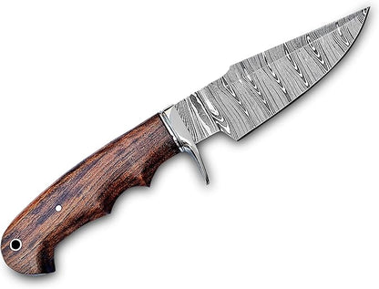 Handmade 10 Damascus Hunting Knife  Bushcraft Fixed Blade Hunting Knife With Sheath And Rose Wood H 1