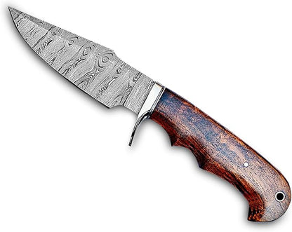 Handmade 10 Damascus Hunting Knife  Bushcraft Fixed Blade Hunting Knife With Sheath And Rose Wood H 2