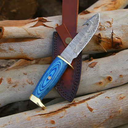 ALFARI Handmade Damascus Steel Fixed Blade Skinning Hunting Knife With Gut Hook Best For Outdoor Ca 3