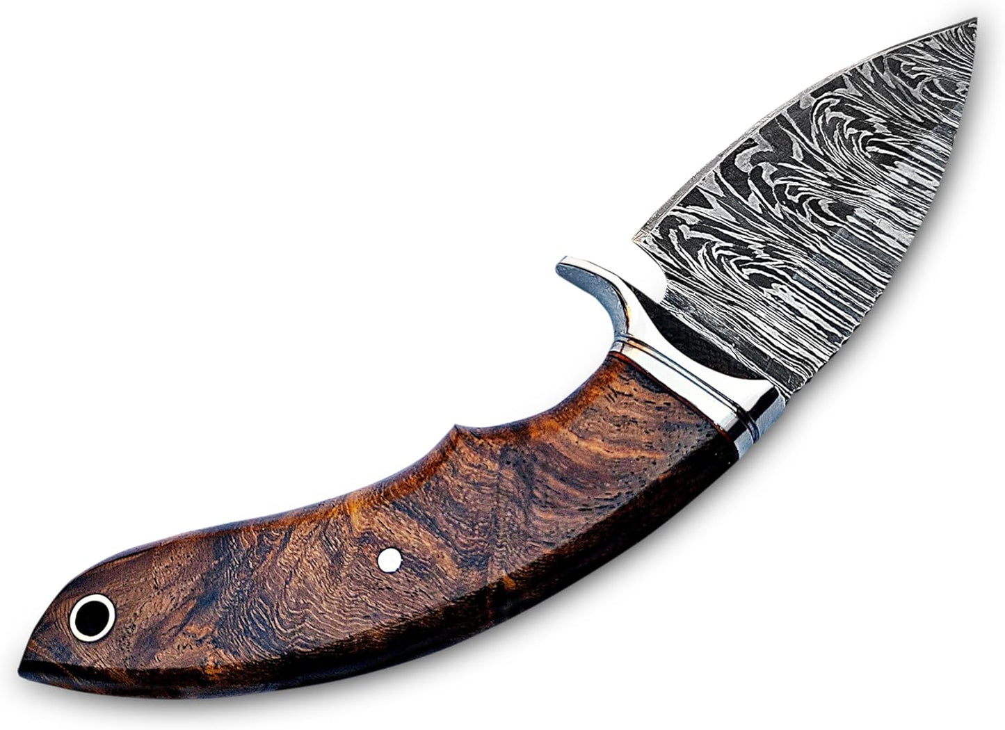 Handmade 8 Damascus Hunting Knife  Bushcraft Fixed Blade Hunting Knife With Sheath And Rose Wood Ha 5