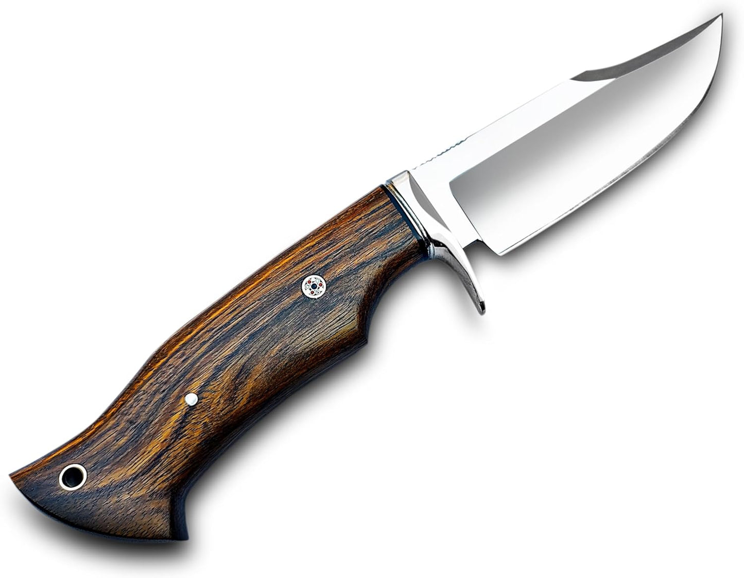Handmade 10 Inch Damascus Hunting Knife  Bushcraft Fixed Blade Hunting Knife With Sheath And Rose W 1