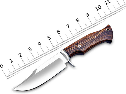 Handmade 10 Inch Damascus Hunting Knife  Bushcraft Fixed Blade Hunting Knife With Sheath And Rose W 2