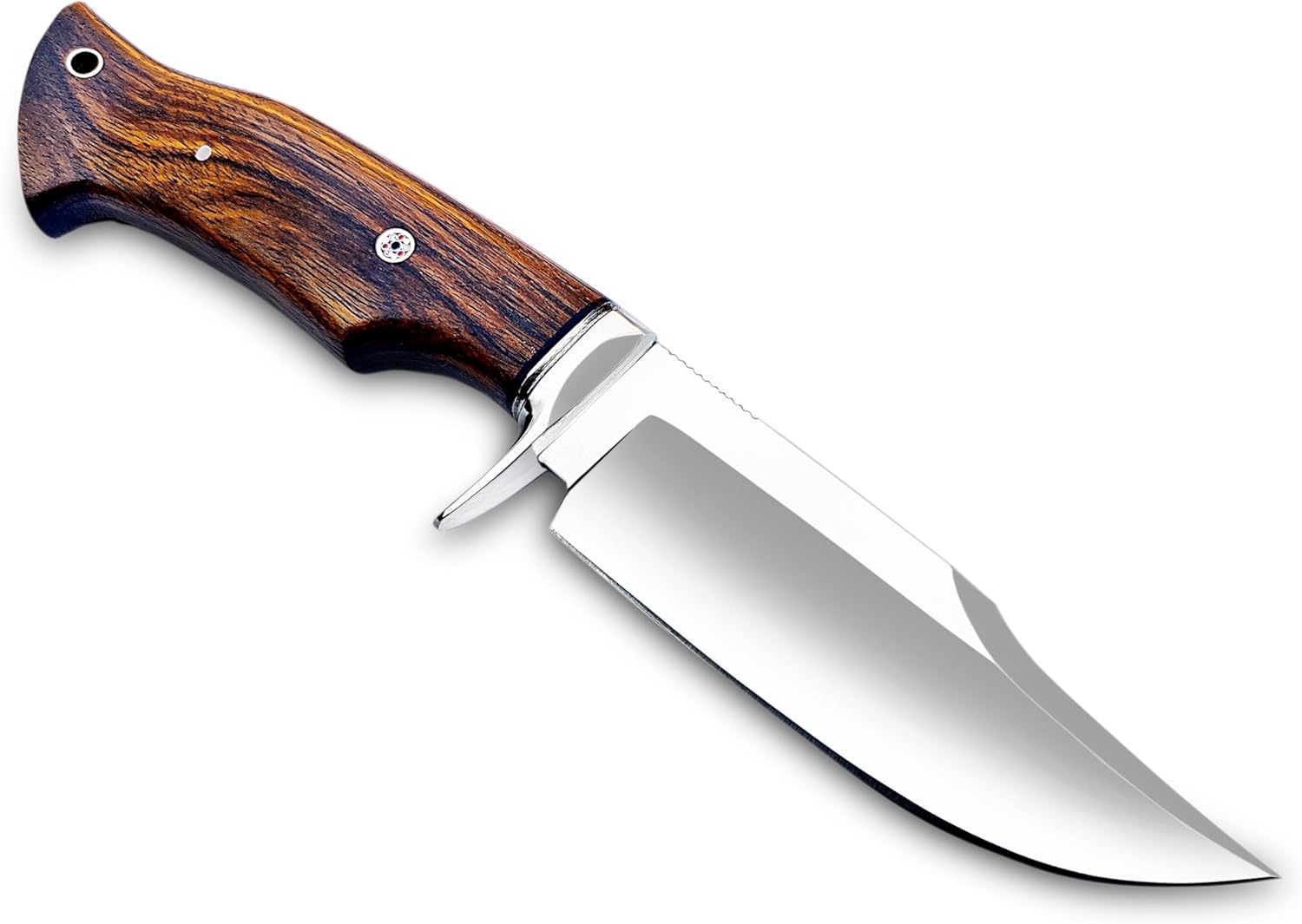 Handmade 10 Inch Damascus Hunting Knife  Bushcraft Fixed Blade Hunting Knife With Sheath And Rose W 3