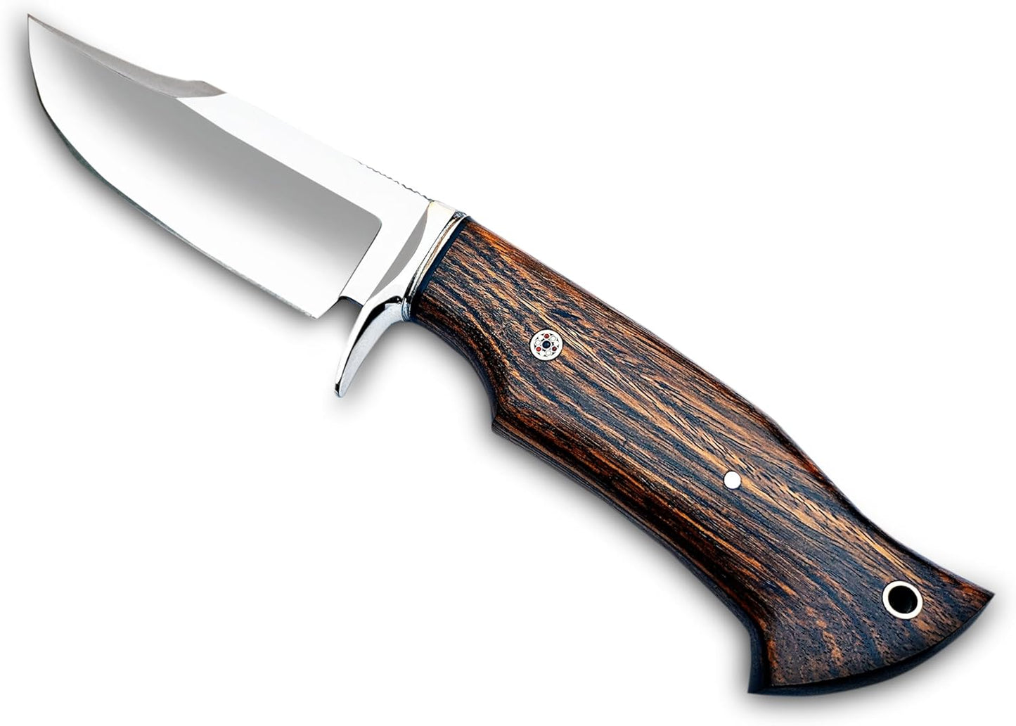 Handmade 10 Inch Damascus Hunting Knife  Bushcraft Fixed Blade Hunting Knife With Sheath And Rose W 4