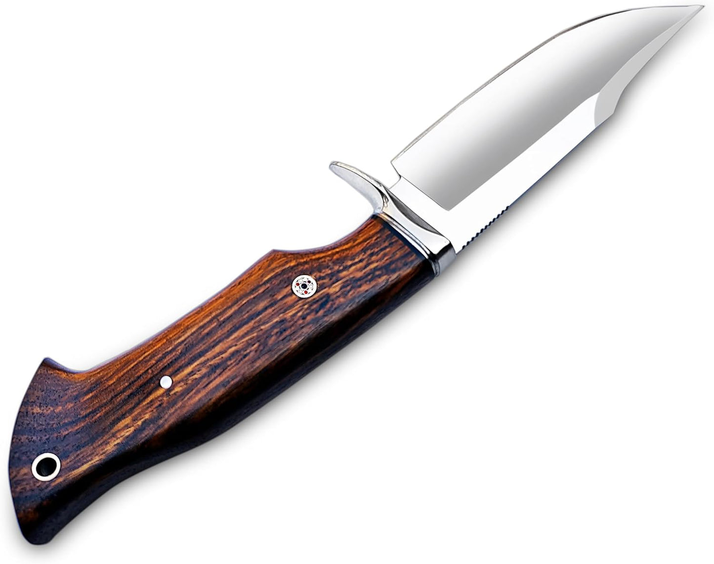 Handmade 10 Inch Damascus Hunting Knife  Bushcraft Fixed Blade Hunting Knife With Sheath And Rose W 5