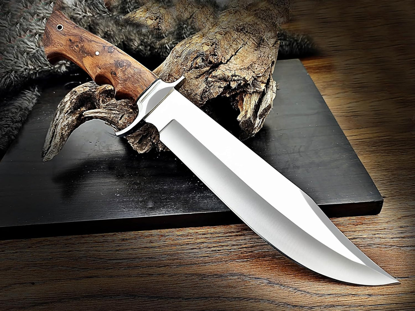 15 Inches Full Tang Handmade Bowie Knife Fixed Blade Hunting Knife Skinning Knife Camping Knife Bus 4