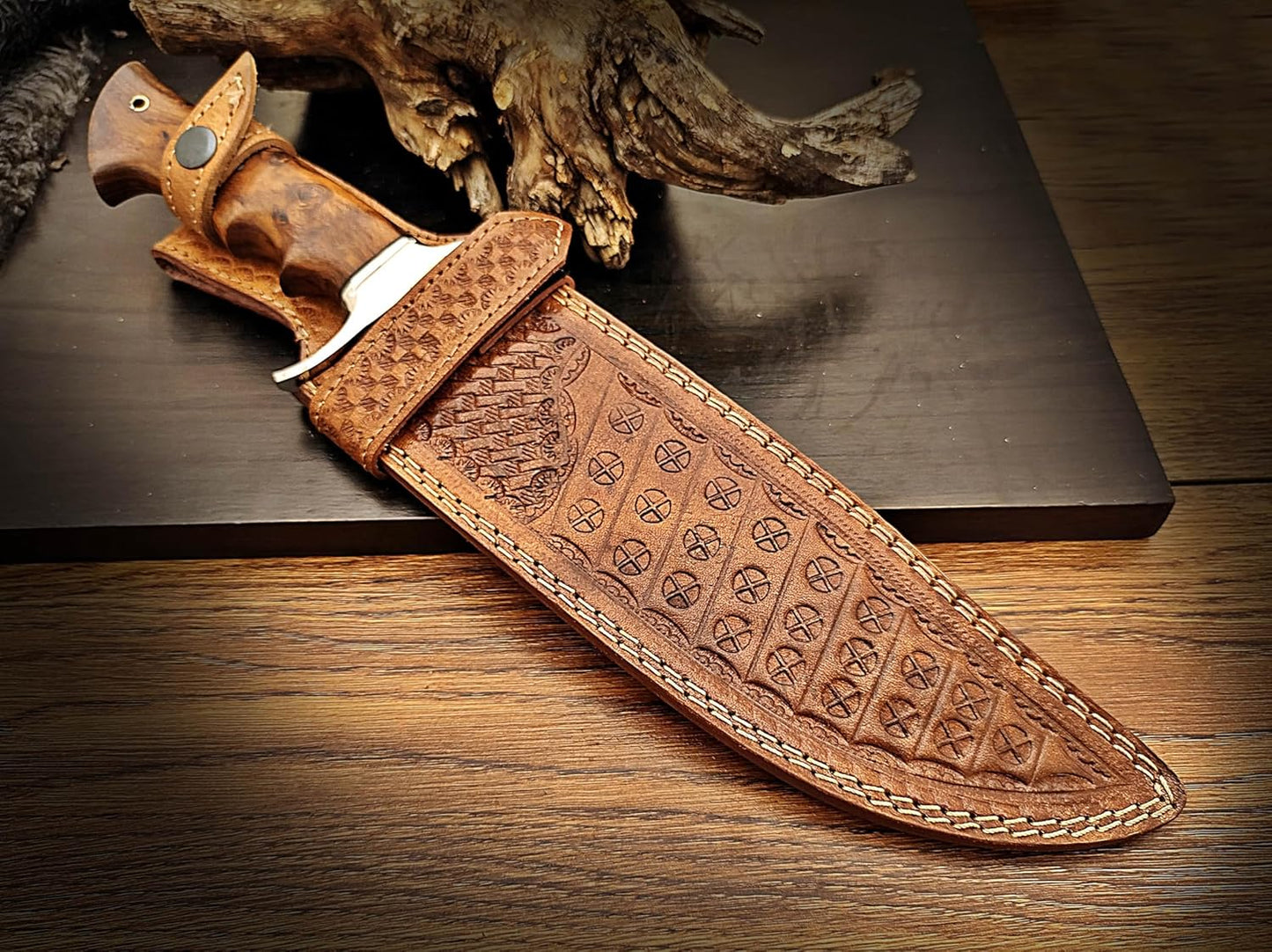 15 Inches Full Tang Handmade Bowie Knife Fixed Blade Hunting Knife Skinning Knife Camping Knife Bus 6
