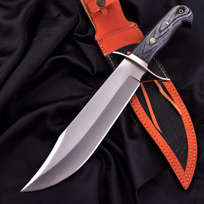 Handmade D2 Steel Bowie Knife 15 Inch Full Tang Fixed Blade Knife With Sheath  Hunting Knife With W 1