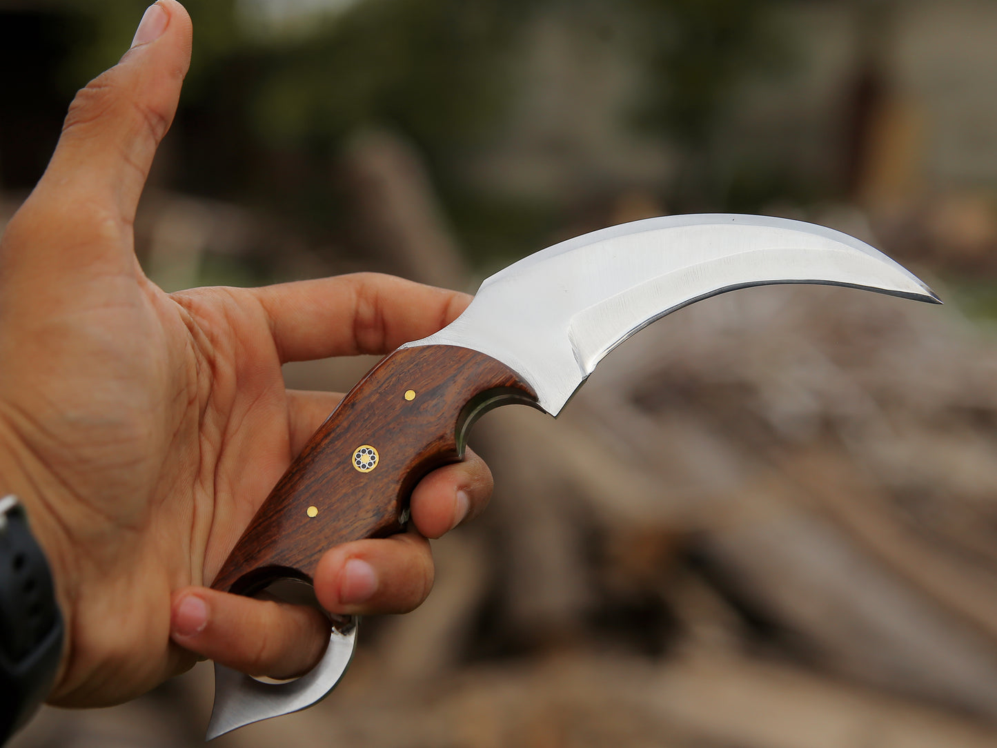 ALFARI Karambit Knife Fixed Blade With Sheath Claw Knife Wood Handle Sharp Blade Camping Knives Kar 1