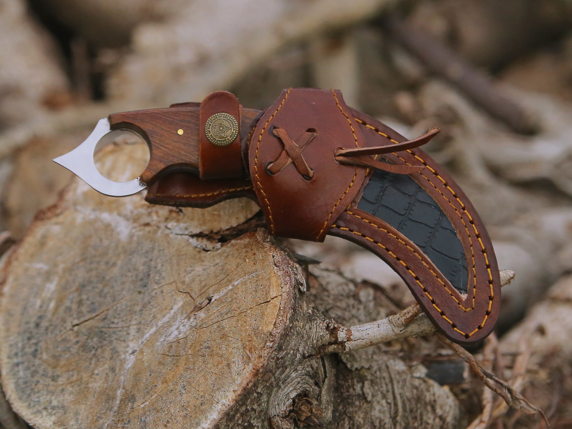 ALFARI Karambit Knife Fixed Blade With Sheath Claw Knife Wood Handle Sharp Blade Camping Knives Kar 3