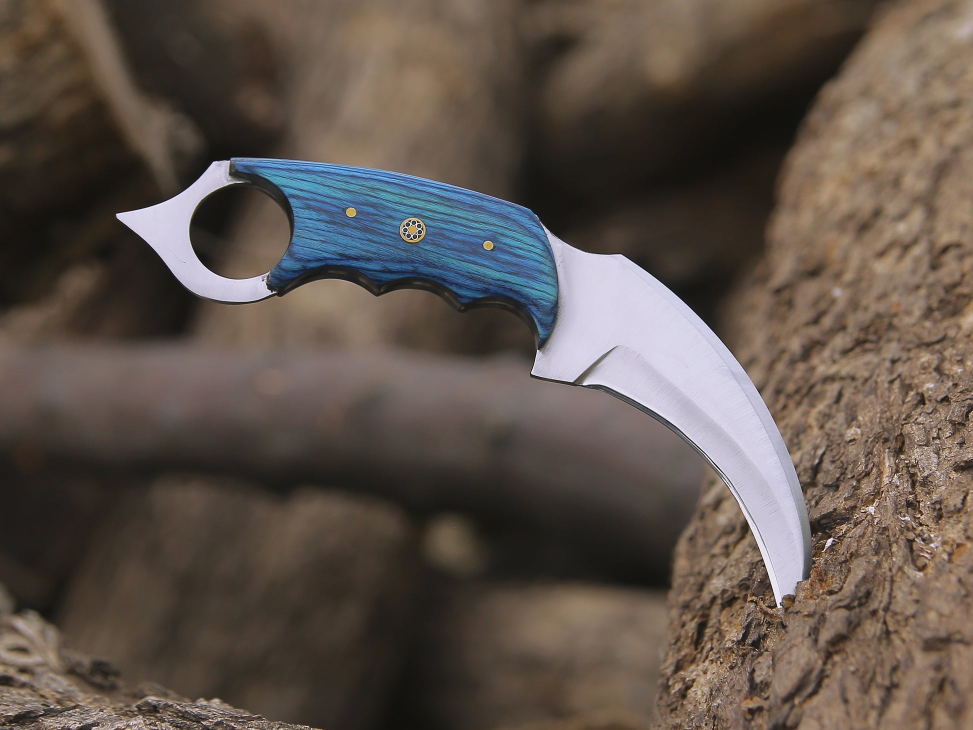 ALFARI Karambit Knife Fixed Blade With Sheath Claw Knife Blue Handle Sharp Blade Camping Knives Kar 1