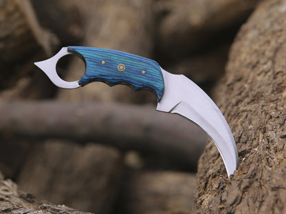 ALFARI Karambit Knife Fixed Blade With Sheath Claw Knife Blue Handle Sharp Blade Camping Knives Kar 1