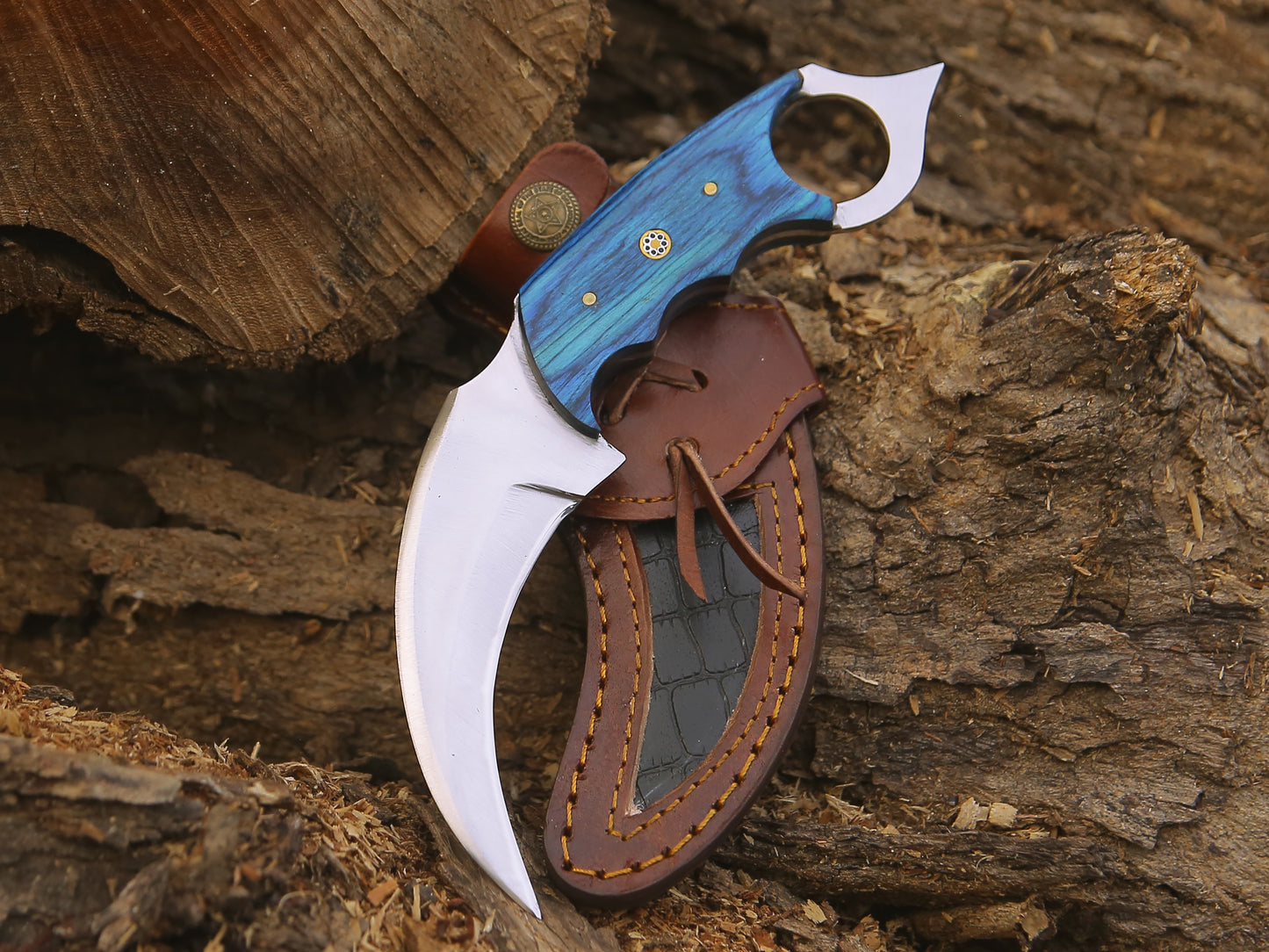 ALFARI Karambit Knife Fixed Blade With Sheath Claw Knife Blue Handle Sharp Blade Camping Knives Kar 2