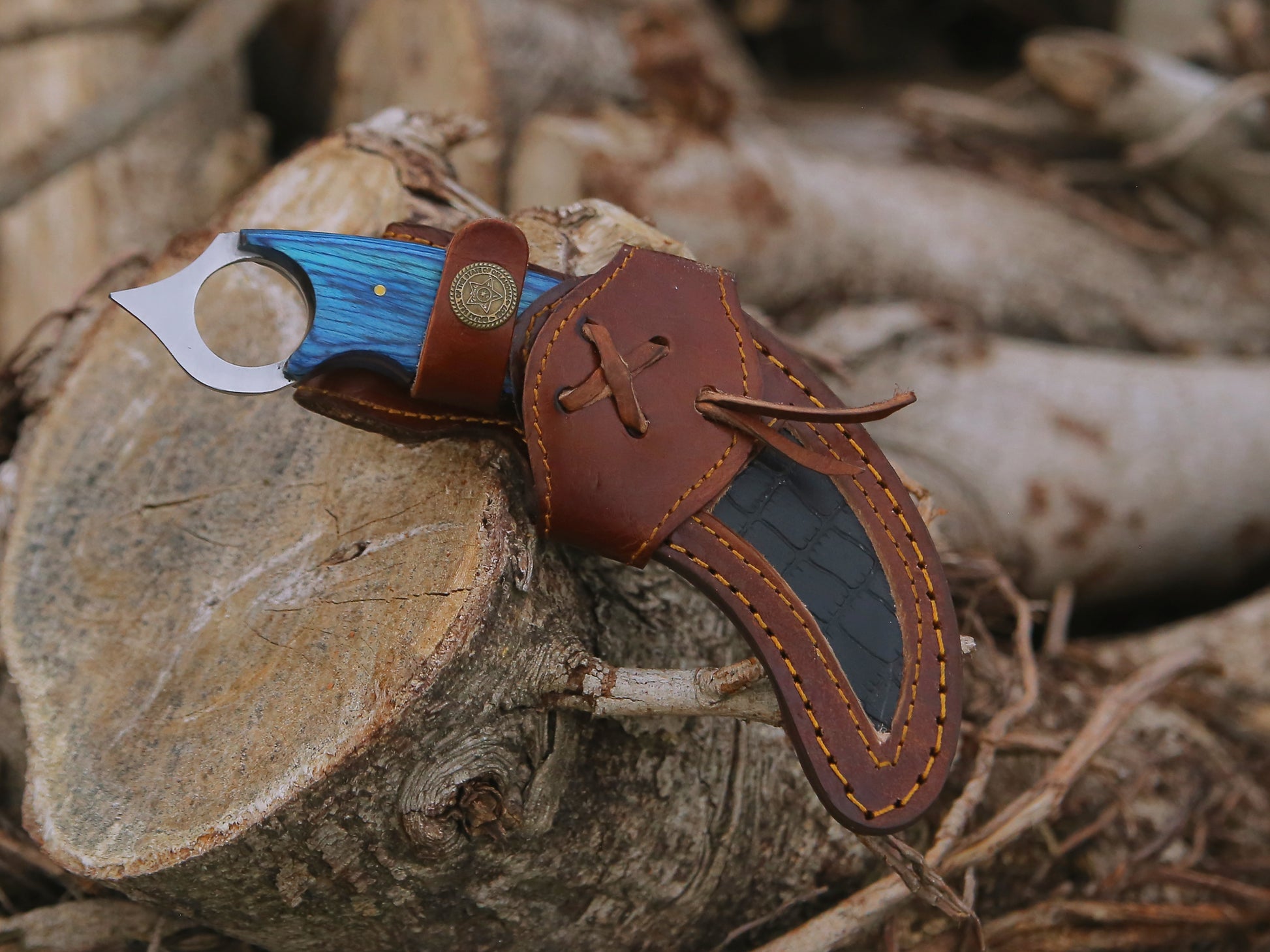 ALFARI Karambit Knife Fixed Blade With Sheath Claw Knife Blue Handle Sharp Blade Camping Knives Kar 3